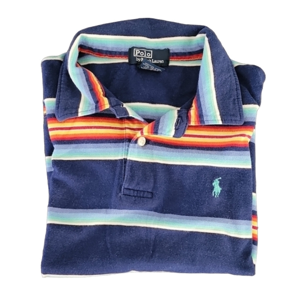 VINTAGE POLO RALPH LAUREN Rainbow Striped Polo Shirt Boys 4T Retro Stripes - Picture 8 of 10